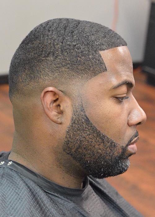 Beard trim and line-up, edging, and low hair cut